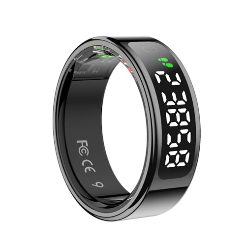 OBA R15 Smart Ring Smart-Ring mit Display, Ring Smart Fitness Tracker, wasserdicht 5 ATM kabelloses Laden iOS und Android Activity Tracker, Herzfrequenz, SpO2, Schlaf (XL 21,6 mm) von OBA