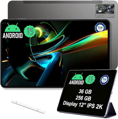 OUKITEL OT5 Tablet 12 Zoll 256GB 11000mAh Akku 2K IPS Bildschirm Helio G99 Prozessor 16+5MP Kameras Android 13 Dual SIM 5G WiFi OTG GPS (Schwarz) von OBA