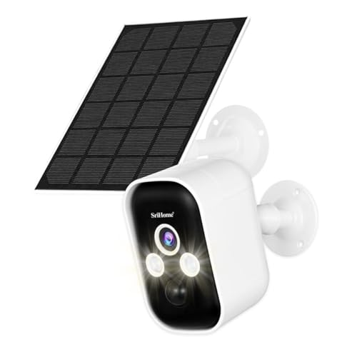 SriHome SH033B WLAN-Kamera, kabellos, Nachtsicht, Personenerkennung, IP65, Audio, Solarpanel von OBA