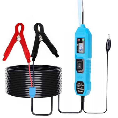 Digitaler Spannungsprüfer Stift, Kfz Stromkreistester 6-48V DC Auto Circuit Tester mit Hintergrundbeleuchtung Durchgangsprüfung, Polaritäts, Dioden Erdungstest, Leerlaufprüfung, Leistungsmesser von OBDKCAN