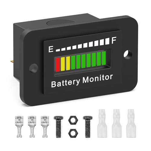 Batterieanzeige, IPX65 Wasserdicht Batterie Monitor,12V 24V 36V 48V 60V 72V Spannungsanzeige, Batterie Kapazität Messgerät für Golf CART Yamaha Club CAR EZGO Stacking Machine Motorcycle Wohnmobil von OBDMONSTER