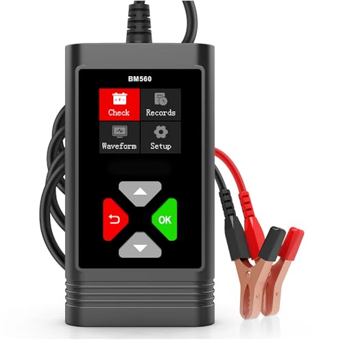 BM560 Autobatterie Tester,Batterietester kfz 6V 12V mit Batteriestatusprüfung Anlasstest Ladetest für100-2000 CCA KFZ Motorrad ATV SUV Boot Yacht von OBDMONSTER