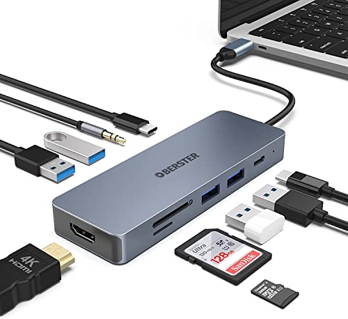 10 in 1 USB C Hub Dockingstation mit HDMI 4K, USB C 3.0, PD 100W, 2 USB 3.0, 2 USB 2.0, SD/TF-Kartenleser, Audio/Mikrofon Kompatibel für MacBook, Surface Pro von OBERSTER