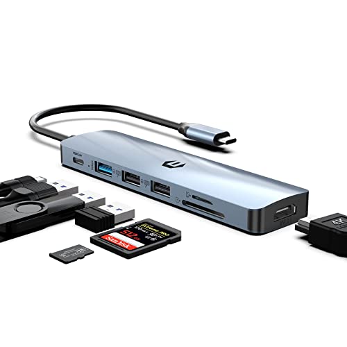7 in 1 USB C Hub mit Zwei Bildschirmen, Dockingstation mit HDMI 4K, USB 3.0/USB 2.0, 100W PD, SD/TF-Kartenleser USB C Adapter Kompatibel mit MacBook Pro/Air, Typ C Laptops von OBERSTER