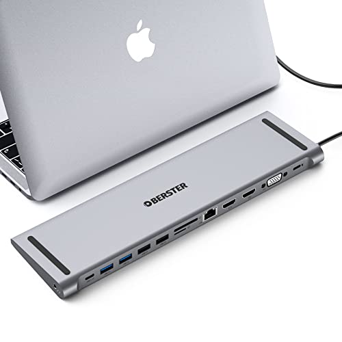 Docking Station USB C for MacBook M1/M2, 13 in 1 Triple Display USB C Dock Thunderbolt 3 Kompatibel per Windows & macOS（2 HDMI, VGA, PD 100W, USB C Port, 4 USB, Gigabit Ethernet, Audio, SD/TF） von OBERSTER