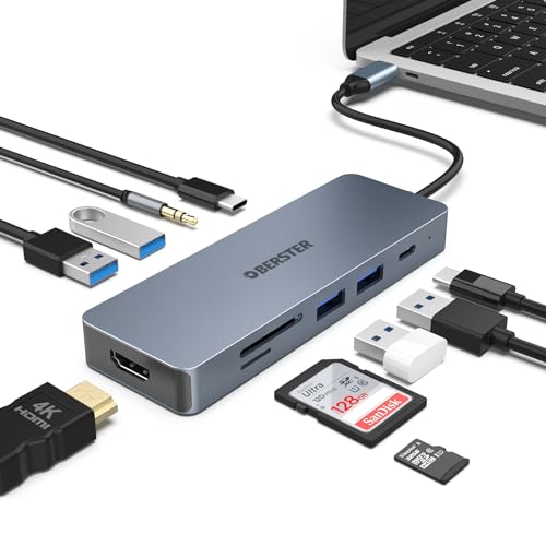 OBERSTER 10 in 1 USB C Adapter, USB C Hub für Mac Pro/Air, iPad Pro, 4K HDMI, PD 100W, USB 3.0, TF Kartenleser und weitere Typ-C-Geräte von OBERSTER