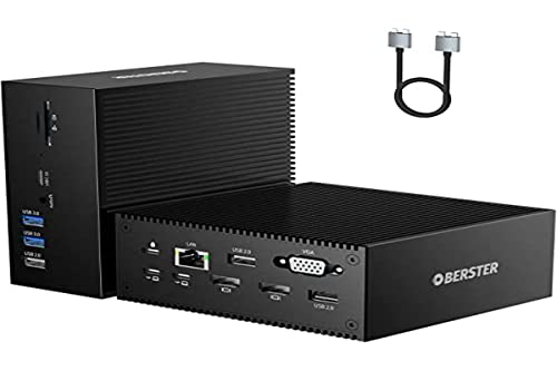 OBERSTER Docking Station Dual Monitor für MacBook Pro/Air, 16in2 Triple Display Laptop Dockingstation (2HDMI 4K, VGA, PD 100W, USB-C3.0, 5USB A) Kompatibel für macOS Windows Thunderbolt 3HUB,OB-DC006B von OBERSTER