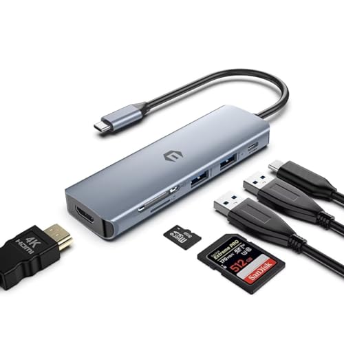 OBERSTER USB C Hub, 6 in 1 USB C Hub LAN Avec Affichage 4K HDMI, USB 3.0, PD 100W, USB C Splitter mit MacBook Pro/Air, Chromebook, Thinkpad, Laptop und mehr Type C Geräte von OBERSTER