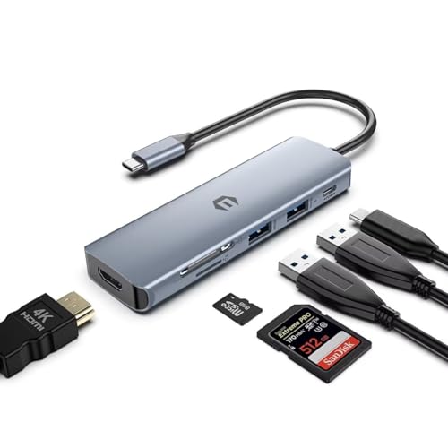 OBERSTER USB C Hub, 6 in 1 USB C Splitter Avec Affichage 4K HDMI, Lecteur de Carte SD/TF, Multiport Adapter USB C mit MacBook Pro/Air, Chromebook, Thinkpad, Laptop und mehr Type C Geräte OBERSTER USB C Hub, 6 in 1 USB C Splitter Avec Affichage 4K HDMI, Lecteur de Carte SD/TF, Multiport Adapter USB C mit MacBook Pro/Air, Chromebook, Thinkpad, Laptop und mehr Type C Geräte von OBERSTER