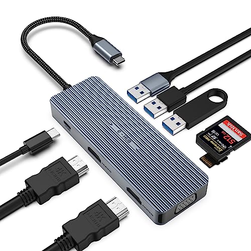 OBERSTER USB C Hub, 9 in 1 USB C Ethernet Adapter mit VGA, 100W PD, USB 3.0/2.0 and TF/SD Card, Multiport Adapter USB C kompatibel mit Desktop Computer, MacBook Pro/Air und weiteren Laptops von OBERSTER