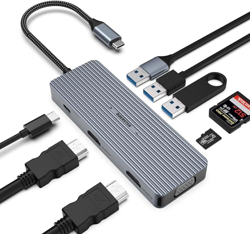 OBERSTER USB C Hub, 9 in 1 USB C Multiport mit VGA, 100W PD, USB 3.0/2.0 and TF/SD Card, Multiport Adapter USB C Kompatibel mit Drucker, Mac Mini, iMac MacPro und Weiteren Laptops von OBERSTER