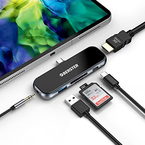 OBERSTER USB HUB, USB C Adapter HUB mit 4K HDMI, USB 3.0, Typ C PD, SD/TF Kartenlesern und Audio Buchse, kompatibel mit Tablets, Laptops, Windows, MacBook von OBERSTER