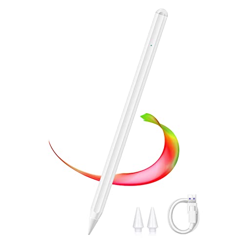 Stylus Stift Kompatibel iPad mit Tastenschalter, OBERSTER Stylus Pen mit Palm Rejection, Neigungsspitze Magnetische Stylus Pencil, Weiß, E08 von OBERSTER