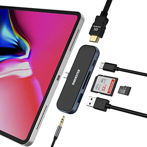 USB C 3.0 HUB, 6 in 1 USB C Docking mit 4K HDMI, USB 3.0, Typ C PD, SD/TF Kartenlesern und Audio Buchse, kompatibel mit Tablets, Laptops, Windows, macOS, MacBook von OBERSTER