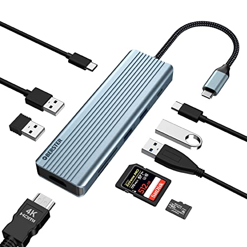 USB C HUB Dual Monitor, 9 in 1 USB C Adapter mit 4K HDMI, 100 W PD, 3 USB 3.0, USB 2.0, USB C 3.0, SD/TF kompatibel mit MacBook Pro/Air, Dell, HP, Lenovo Pro, Surface Pro von OBERSTER