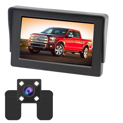OBEST 4,3"-HD-Rückfahrkamera-Monitor-Kit, einfache Installation Wasserdichtes Nachtsicht-Beobachtungssystem für Rück- / Vorderansicht, ideal für Autos, LKWs, Lieferwagen und SUVs von OBEST