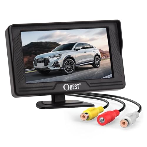 OBEST 4,3" Rückfahrkamera Auto Monitor Bildschirm, Monitor für Rückfahrkamera, V1/V2 Zwei Video-Eingang, LCD Auto Monitor für SUV, Van, KfZ, Truck von OBEST