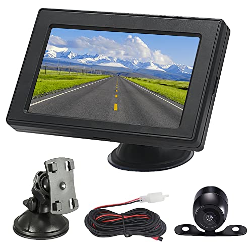 OBEST 4,3 Zoll TFT LCD Monitor Rückfahrkamera Set, IP68 Wasserdicht Auto Rückfahrkamera, Rückfahrkamera mit Monitor, Rückfahrkamera Kit für Bus, Van, LKW, Transporter, Wohnmobil von OBEST