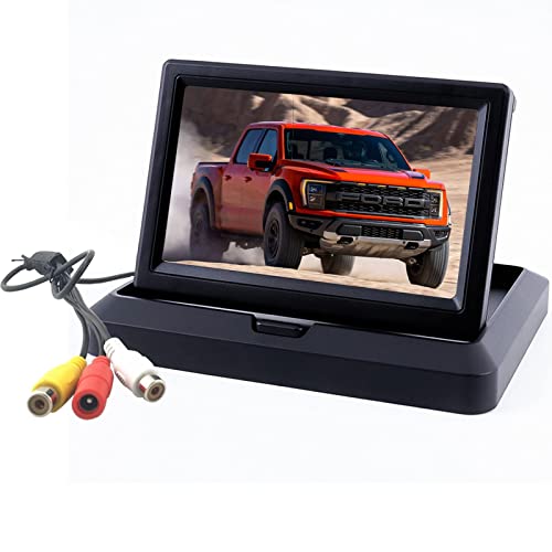 OBEST 5 Zoll TFT LCD Rückfahrkamera Monitor, Faltbare Bildschirm für Rückfahrkamera, V1/V2 Zwei Video-Eingang, DC12V-24V, LCD Auto Monitor für SUV, Van, KfZ, Truck von OBEST