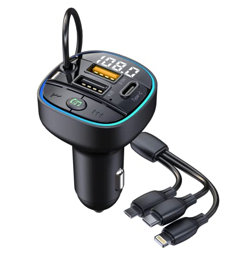 OBEST Bluetooth 5.0 FM-Transmitter, drahtloser Audio-Adapter für Auto, Zigarettenanzünder-Ladegerät mit PD-Anschluss 25 W und QC3.1 USB von OBEST