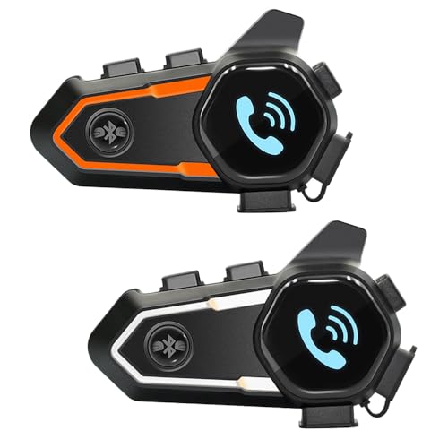 OBEST Motorradhelm-Gegensprechanlage, 2 Stück, Bluetooth-Kopfhörer, Halterung für doppelte Gegensprechanlage, automatische Freisprecheinrichtung/HD-Musik, für Radfahren, Skifahren von OBEST