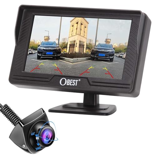 OBEST Rückfahrkamera HD 1080P, Auto Rückfahrkamera Set, Rückfahrkamera mit 4.3" Monitor Bildschirm, Nachtsicht, IP69 Wasserdicht Rückfahrkamera Kit für Bus, Van, LKW, Transporter, Wohnmobil, Wohnwagen von OBEST