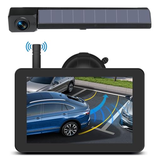 OBEST Solar Kabellos Rückfahrkamera Set, Akkubetriebene Funk 1080P Rückfahrkamera mit 5" Monitor,4800mAh Wiederaufladbare Batterie,3 Min Wasserdicht Rückfahrkamera Auto für Wohnmobil,Van,Anhänger OBEST Solar Kabellos Rückfahrkamera Set, Akkubetriebene Funk 1080P Rückfahrkamera mit 5" Monitor,4800mAh Wiederaufladbare Batterie,3 Min Wasserdicht Rückfahrkamera Auto für Wohnmobil,Van,Anhänger von OBEST