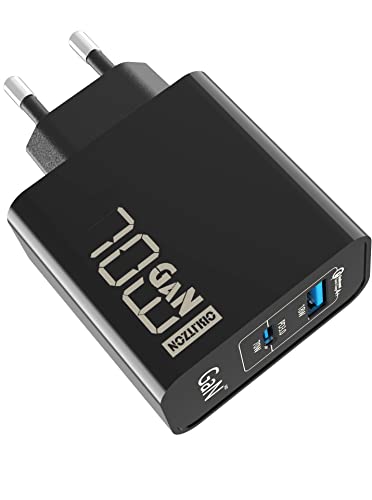 70W USB C Ladegerät Type C PD GaN Netzteil 2-Port USB C Netzteil für MacBook Pro/Air Dell XPS 15 Google iPhone 14/13 iPad Pro, Google Pixel Lenovo Samsung Galaxy S23 Ultra S22 von OBLITZON