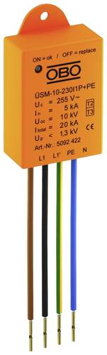 OBO Bettermann 5092422 ÜSM-10-230I1P+PE Überspannungsschutz-Modul 5 kA 1St. OBO Bettermann 5092422 ÜSM-10-230I1P+PE Überspannungsschutz-Modul 5 kA 1St. von OBO Bettermann