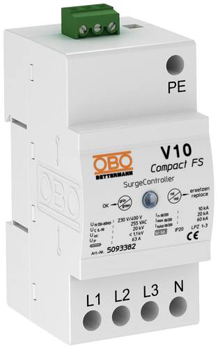 OBO Bettermann 5093382 V10 COMPACT-FS Überspannungsschutzgerät 10 kA 1St. OBO Bettermann 5093382 V10 COMPACT-FS Überspannungsschutzgerät 10 kA 1St. von OBO Bettermann