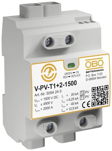 OBO Bettermann 5094240 V-PV-T1+2-1500 Überspannungsableiter 1St. OBO Bettermann 5094240 V-PV-T1+2-1500 Überspannungsableiter 1St. von OBO Bettermann