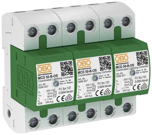 OBO Bettermann 5096835 MCD 50-B 3-OS Überspannungsableiter 50 kA 1St. OBO Bettermann 5096835 MCD 50-B 3-OS Überspannungsableiter 50 kA 1St. von OBO Bettermann
