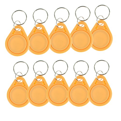 OBO HANDS (100 Stück) Wasserdicht ABS 13.56 MHz ISO14443 A MF Classic 1 K NFC RFID Token, RFID Schlüsselanhänger, RFID-Tag, Gelb von OBO HANDS