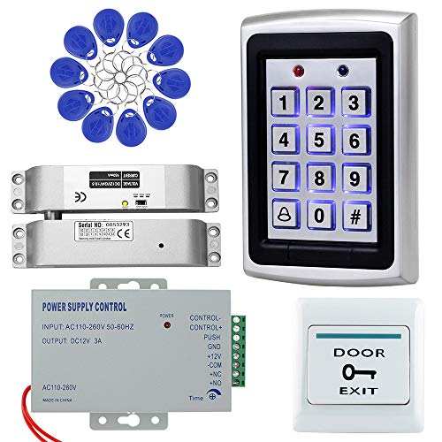 OBO HANDS Komplettes Zugangskontrollsystem Kit Set Metall 1000 Benutzer Tastatur + DC 12V Elektrisches Drop Lock + 12V 3A Netzteil + Türausgangsknopf + 10 Stück RFID Blau 125KHz Schlüsselanhänger OBO HANDS Komplettes Zugangskontrollsystem Kit Set Metall 1000 Benutzer Tastatur + DC 12V Elektrisches Drop Lock + 12V 3A Netzteil + Türausgangsknopf + 10 Stück RFID Blau 125KHz Schlüsselanhänger von OBO HANDS