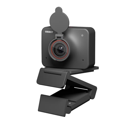 OBSBOT Meet KI-Betriebene Webcam 4K, Videokonferenz Kamera mit KI Automatischem Bildausschnitt, 4K Ultra HD Videoanrufe und Streaming, Webcam mit Mikrofon - Schwarz von OBSBOT