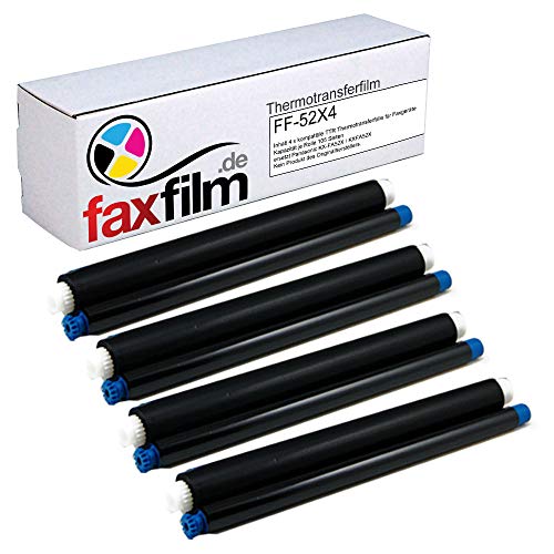 FAXFILM 4 x kompatibler TTR Ink-Film ersetzt Panasonic KX-FA52X KX-FC225 KX-FC226 KX-FC255 KX-FC258 KX-FP205 KX-FP207 KX-FP215 GS / KX FC 226 255 258 von OBV