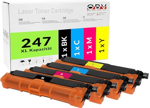 Kompatibel TN247 Toner für Brother 247 / TN-247 MFC L3750CDW TN247 TN243 MFC-L3750CDW DCP-L3550CDW MFC-L3770CDW HL-L3210CW HL-L3230CDW MFC-L3730CW TN-243CMYK (4er Pack Schwarz Cyan Gelb Magenta) von OBV