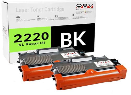 OBV TN2220 XL Toner kompatibel mit Brother TN-2220 für DCP-7060D 7060N Fax2840 2845 2940 2950 HL-2215 2220 2230 2240 2240D 2240DR 2250DN MFC-7360N 7360Ne 7460DN 7470D 7860DN (Doppelpack) von OBV
