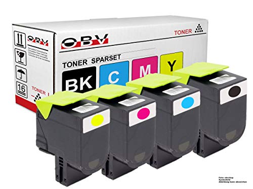 OBV 4X Toner kompatibel mit Lexmark CS317 CS317dn CS417 CS417dn CS517de cx317 CX317dn cx 417 CX417de CX517de schwarz, Cyan, Magenta, gelb von OBV