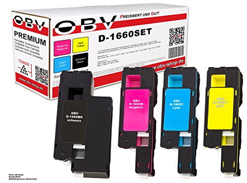 OBV 4X kompatibler Toner als Ersatz für Dell C1660 C1660W C1660DW C1660CN C1660CNW schwarz Cyan Magenta gelb von OBV