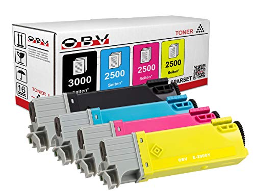 OBV 4X kompatibler Toner als Ersatz für Epson C13S050630 C13S050629 C13S050628 C13S050627 für Epson C2900 CX29NF CX29DNF C2900DN schwarz, Cyan, Magenta, gelb von OBV