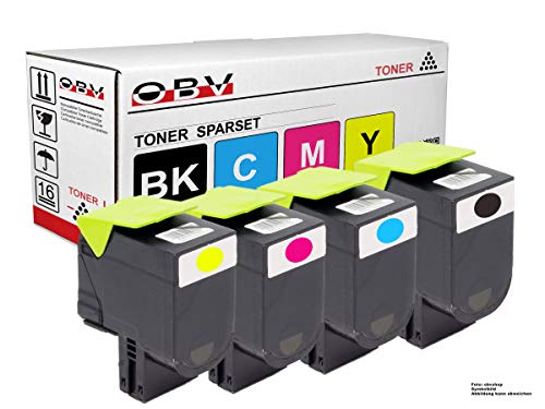 OBV 4X kompatibler Toner als Ersatz für Lexmark C2425dw C2535dw MC2325adw MC2425adw MC2640adwe MC2535adwe schwarz, Cyan, Magenta, gelb / 4x1000 Seiten von OBV