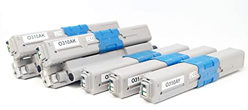 OBV 5X kompatibler Toner als Ersatz für Oki C310 C330 C510 C530 MC351 MC352 MC361 MC362 MC561 MC562 schwarz, schwarz, Cyan, Magenta, gelb von OBV