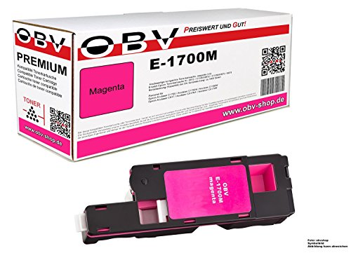 OBV C1700 kompatibler Toner als Ersatz für S050612 / C13S050612 für Epson Aculaser C1700 C1750N C1750W CX17 CX17NF CX17WF Kapazität 1400 Seiten, Magenta (rot) von OBV
