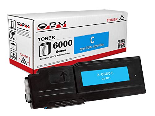 OBV kompatibler Toner als Ersatz für 106R02229 für Xerox Phaser 6600 6600n 6600dn 6600dnm WorkCentre 6605 6605n 6605dn schwarz Cyan, 6000 Seiten von OBV