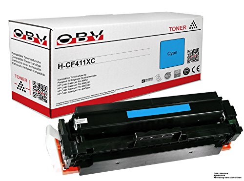 OBV kompatibler Toner als Ersatz für HP CF411X für HP Color Laserjet Pro M477fdw M477fdn M477fnw M452dn M452 M377dw, Cyan von OBV