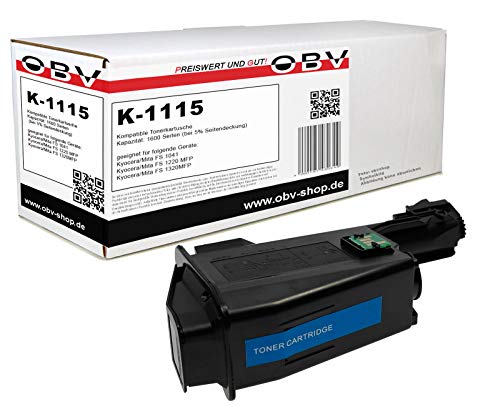 OBV kompatibler Toner als Ersatz für Kyocera TK-1115 für Kyocera Ecosys FS 1041 FS 1220 MFP FS 1320 MFP schwarz, 1600 Seiten von OBV