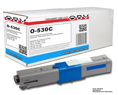 OBV kompatibler Toner als Ersatz für OK 44469724 für Oki C510 C510DN C530 C530DN MC561 MC561DN C511dn C531dn MC562dn - 5000 Seiten Cyan von OBV