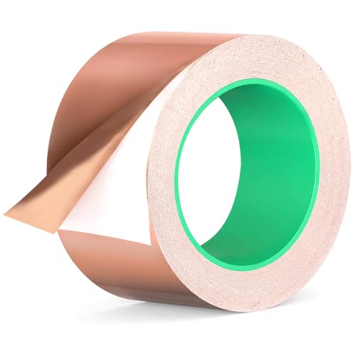 50mm x 20m Kupferband Gegen Schnecken, Beidseitig Leitende Kupferfolienband, Schneckenband, EMI Kapton Tape, Copper Foil Tape, Selbstklebend Abschirmband, Kupferfolie Klebeband, Schneckenschutz von OBYCPIN