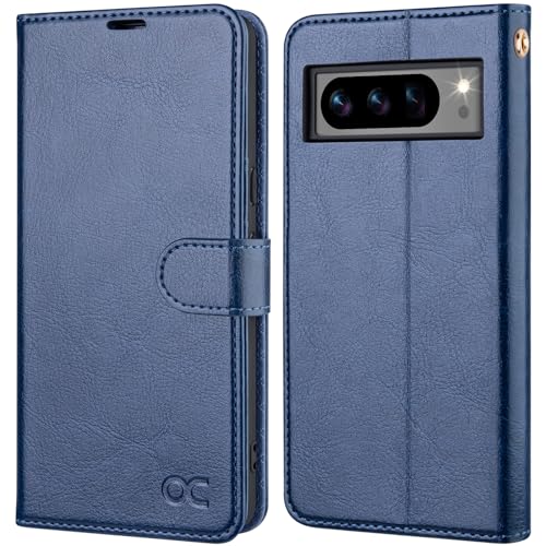 OCASE Google Pixel 8 Pro Hülle PU Leder [Standfunktion] [Kartenfach] [RFID-Sperrung Schützt] Handyhülle Lederhülle Klapphülle Kartenfach Flip Cover für Pixel 8 Pro Handy hülle Leather Blau von OCASE